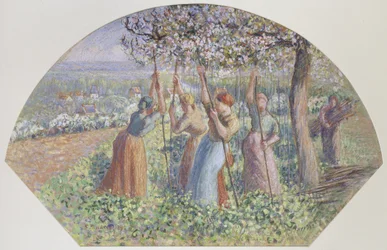 Ontwerp voor een waaier: De erwtenstakers, 1890